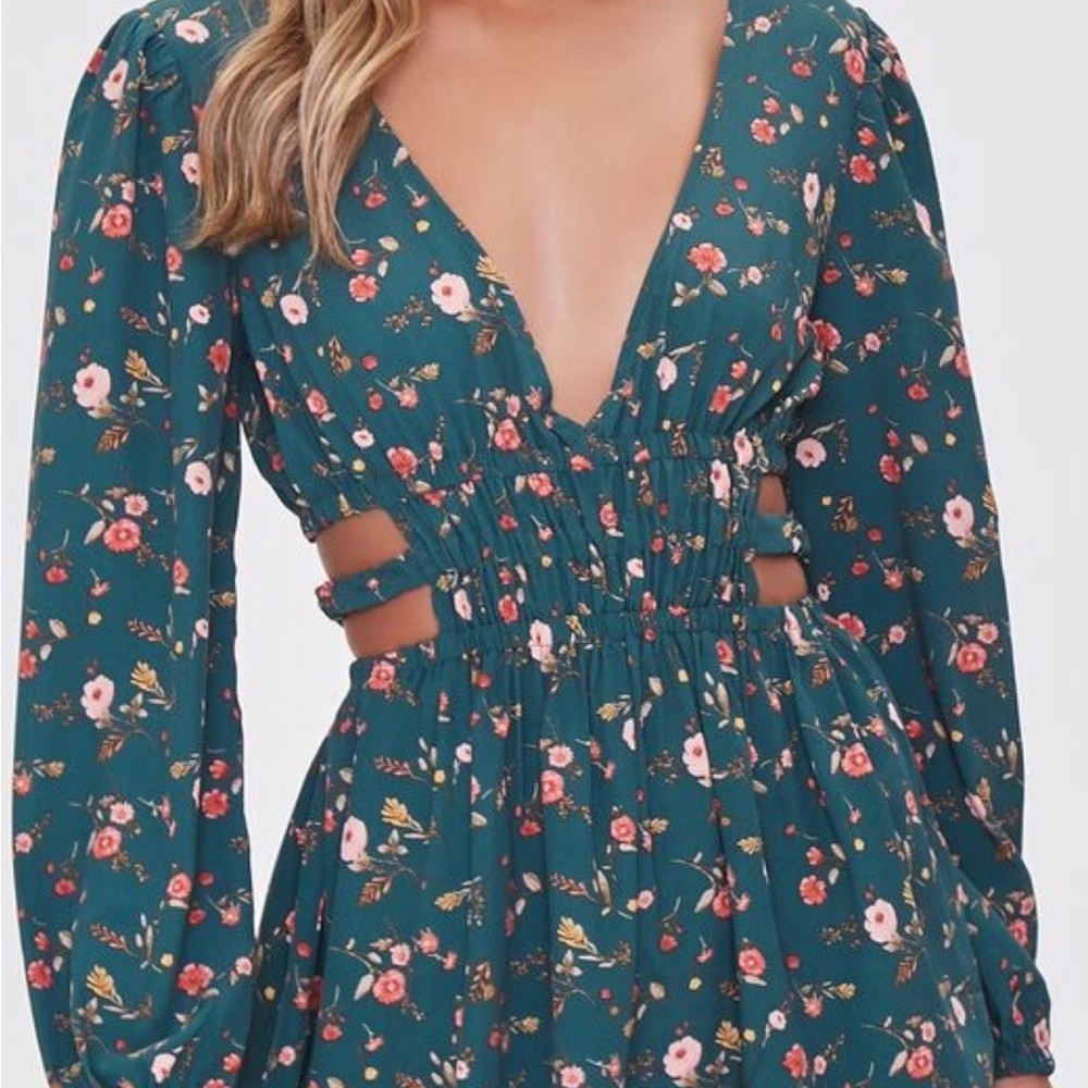 Pink and White Ruched Tiered Sundress with Bishop Sleeves